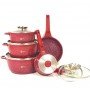 Набор посуды с гранитным, антипригарным покрытием на 14 предметов Higer Kitchen НК-305 Красный