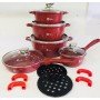 Набор посуды с гранитным, антипригарным покрытием на 14 предметов Higer Kitchen НК-305 Красный