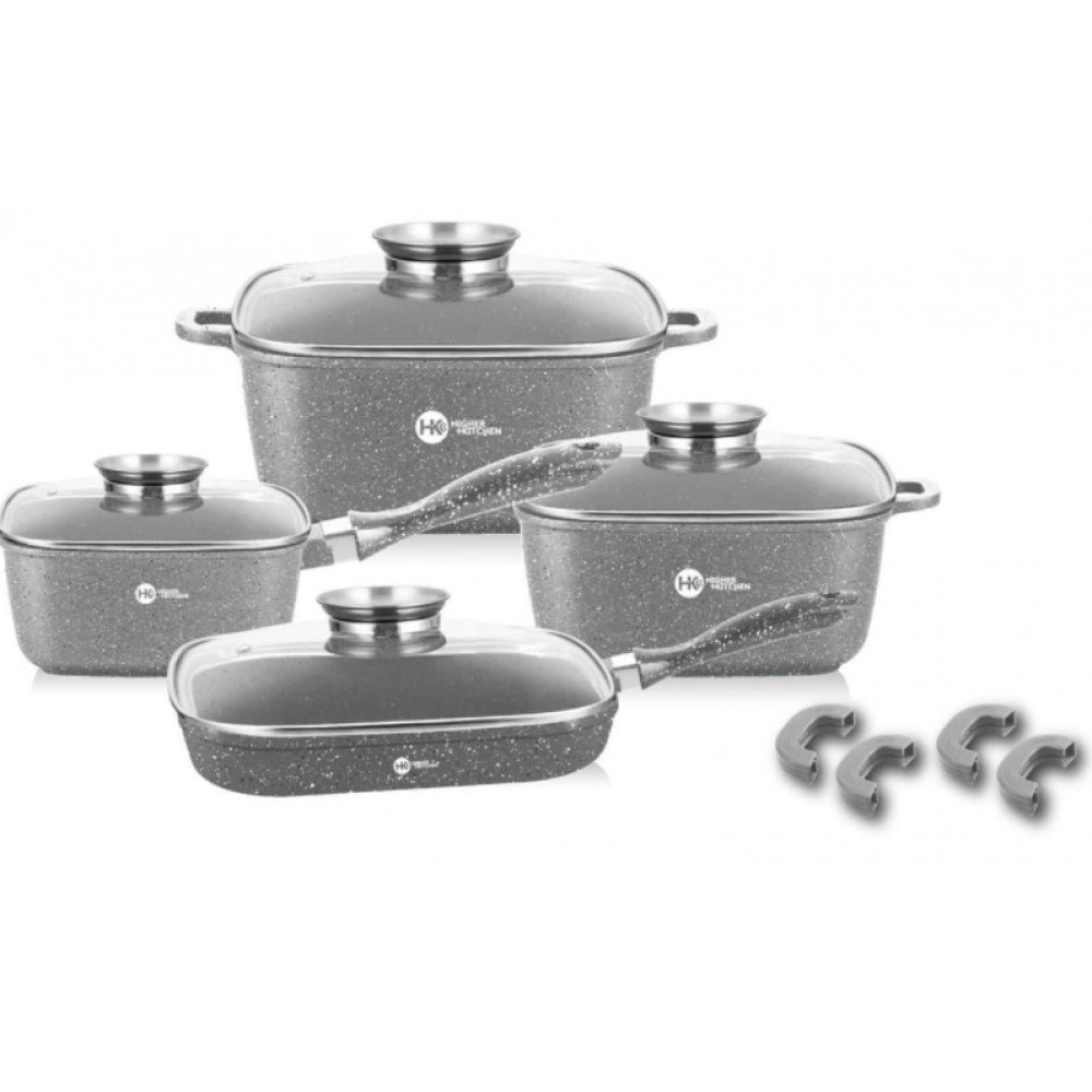 Набор кухонной посуды Higher Kitchen HK-311 с антипригарным гранитным покрытием Серый. Набор кухонной посуды Higher Kitchen HK-311 с антипригарным гранитным покрытием Серый.