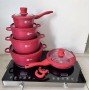 Набор кастрюль с гранитным антипригарным покрытием Higher Kitchen НК-316  из 12 предметов Красный