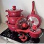 Набор кастрюль с гранитным антипригарным покрытием Higher Kitchen НК-316  из 12 предметов Красный