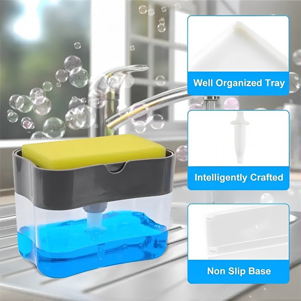 Органайзер для мочалок с мыльницей и дозатором Soap Pump Sponge Caddy SPSC30 PP Органайзер для мочалок с мыльницей и дозатором Soap Pump Sponge Caddy SPSC30 PP