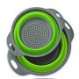 Дуршлаг силиконовый складной 2 шт в комплекте (большой + маленький) Collapsible filter baskets, зеленый