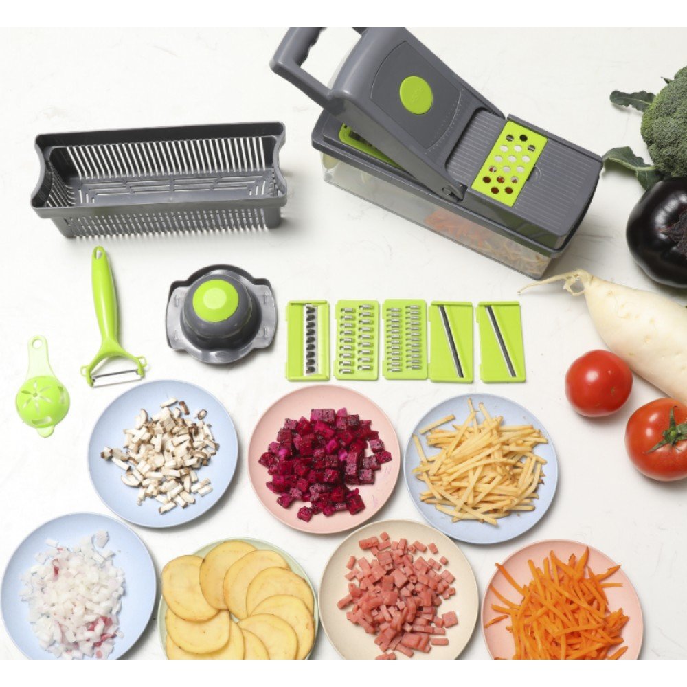 Овощерезка-измельчитель Veggie Slicer 14 в 1, ситечко для яиц и нож для очистки овощей KA-808 Овощерезка-измельчитель Veggie Slicer 14 в 1, ситечко для яиц и нож для очистки овощей KA-808