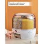 Вращающийся диспенсер для хранения сыпучих продуктов круп с дозатором на 6 отделений