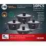 Набор кастрюль с антипригарным гранитным покрытием Higher Kitchen и крышками (10 предметов) НК 324 Черный