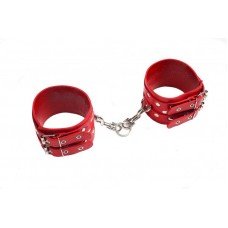 Оковы Leather Double Fix Leg Cuffs, Red 280191