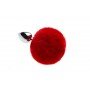 Металлическая анальная пробка с помпоном S, Red 281098 CRYSTAL