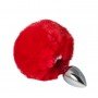 Металлическая анальная пробка с помпоном S, Red 281098 CRYSTAL