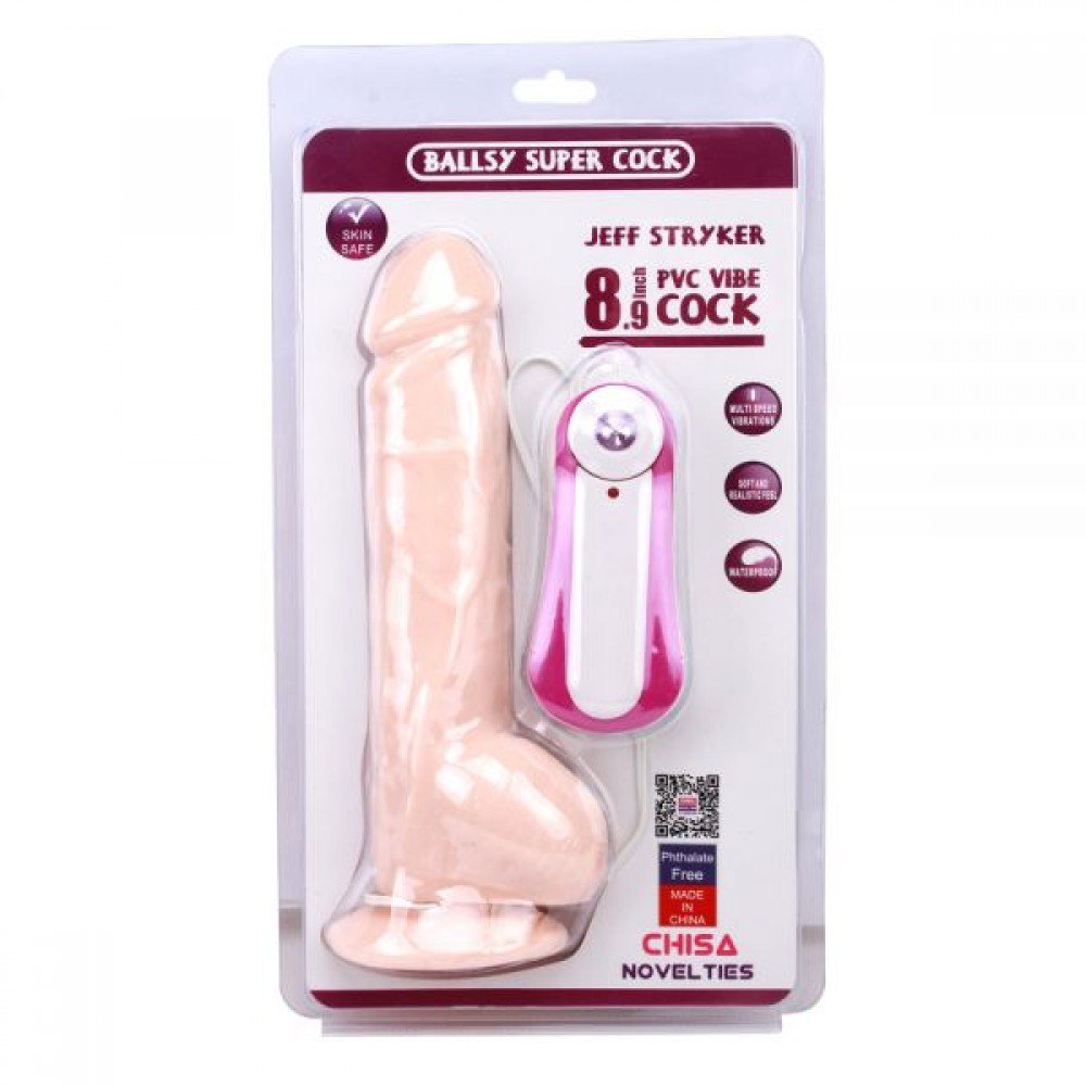Вибромассажер JEFF STRYKER 8.9" Vibrating Dildo, Flesh 291658 CHISA