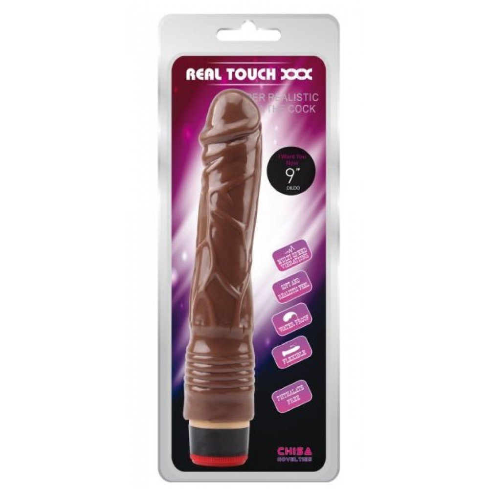 Вибромассажер 9” Vibe Cock, Brown 291637 CHISA
