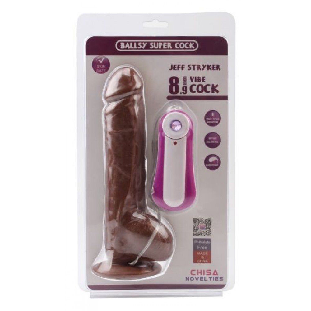Вибромассажер JEFF STRYKER 8.9" Vibrating Dildo, Brown 291659 CHISA
