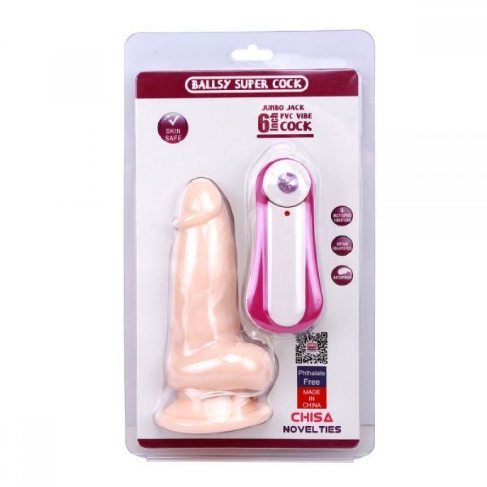 Вибромассажер JUMBO JACK 6" Vibrating Dildo, Flesh 291697 CHISA