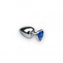 Анальная пробка, Silver Heart Sapphire, S 281224 CRYSTAL