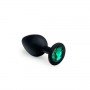 Анальная пробка, Black Silicone Emerald, M 281250 CRYSTAL