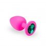 Анальная пробка, Pink Silicone Emerald, L 280742 CRYSTAL