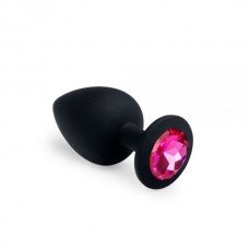 Анальная пробка, Black Silicone Pink-Rhodolite, L 281262