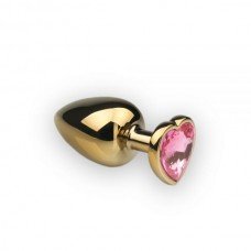 Анальная пробка,Gold Heart Pink Topaz, S 281197