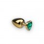 Анальная пробка, Gold Heart Emerald, M 281351 CRYSTAL