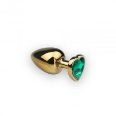 Анальная пробка, Gold Heart Emerald, L 281378