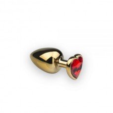 Анальная пробка,Gold Heart Ruby, M 281178