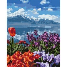 Картина по номерам Цветы и горы 40х50 KH2278 Идейка