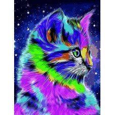 Картина по номерам Радужный котенок 30х40 VK239 Babylon