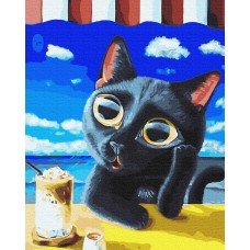 Картина по номерам Черный котенок 40х50 BRM30499 Rainbow Art