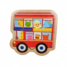 Деревянная игрушка Пазлы MD 2283 Красный автобус