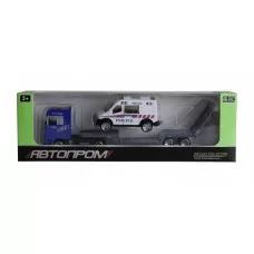 Игрушечный трейлер с джипом 7879 "АВТОПРОМ" Фургон Police Белый