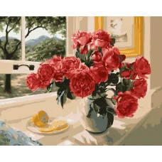 Картина по номерам. Art Craft "Розы на подоконнике" 40*50 см 12115-AC
