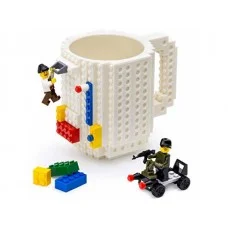 Klockowy kubek + klocki lego biały