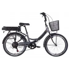 Электровелосипед 24" Formula SMART AM 350Вт 36В редуктор задн привод, дисплей, САП, 12 5Ач с крепл к багажн, 2022 темно-серый с красным м ELB-FR-24-019