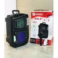 Аккумуляторная беспроводная Bluetooth колонка Kimiso QS-6565 (2x6.5") с микрофоном и цветомузыкой