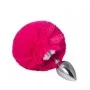 Металлическая анальная пробка с помпоном S, Pink 281097 CRYSTAL